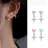 Sterling Silver Elegant Zircon Diamond Earrings - elegant Blue Zircon Earrings