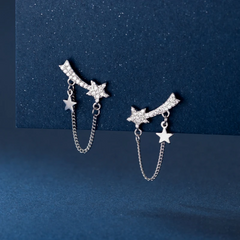 Close-up detail of the sparkling zircons and plating on the Zircon Star Earrings