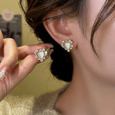 14K Gold-Plated Elegant Zircon Heart Stud Earrings - elegant silver heart earrings