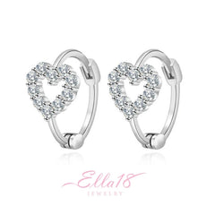 Close-up detail of the sparkling zircons and plating on the Heart Hoop Earrings