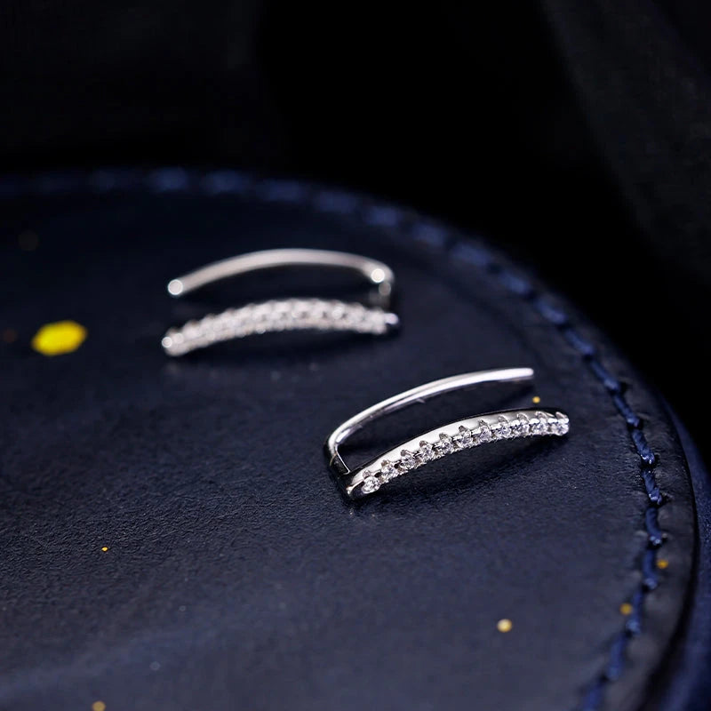 Sterling Silver Elegant Zircon U-Shaped Earrings - elegant U-Shaped Earrings