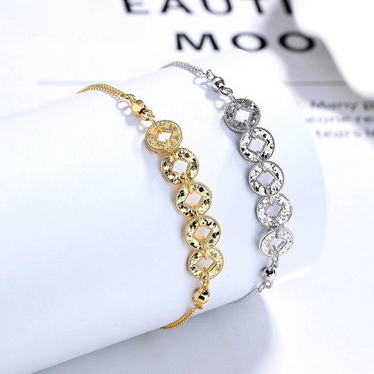 Sterling Silver Five Emperors Coin Bracelets - chic Coin Bracelet