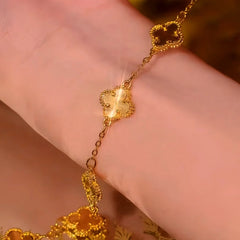 Sterling Silver Four-Leaf Clover Bracelet - chic Clover Bracelet