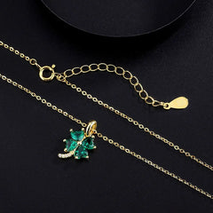 Close-up of the pendant and clasp on the Clover Necklace