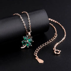 Detailed view of the Sterling Silver Four-Leaf Clover Necklace chain and pendant