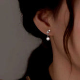 Sterling Silver Four-Pointed Star Pearl Earrings - elegant Star Pearl Earrings