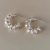 Sterling Silver Frosted Telephone Wire Earrings - elegant Frosted Wire Earrings