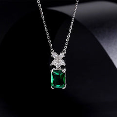 Close-up of the pendant and clasp on the Green Zircon Necklace