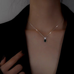 Sterling Silver Green Zircon Crystal Necklace - beautiful Green Zircon Necklace