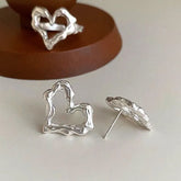 Sterling Silver Heart-Design Stud Earrings - elegant Heart Stud Earrings
