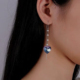 Sterling Silver Heart Pearl Tassel Threader Earrings - elegant Pearl Tassel Earrings