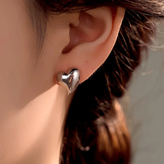 Sterling Silver Heart Stud Earrings - elegant Heart Stud Earrings