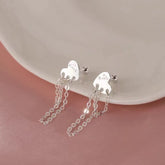 Sterling Silver Heart Tassel Earrings - elegant Heart Tassel Earrings