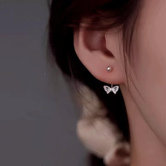 Sterling Silver Hollow Butterfly Jacket Earrings - elegant Butterfly Jacket Earrings