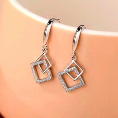 Close-up detail of the sparkling zircons and plating on the Diamond Shape Earrings