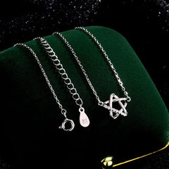Detailed view of the Sterling Silver Hollow Five-Pointed Star Necklace chain and pendant