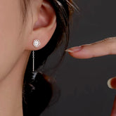 Sterling Silver Hollow Flower Threader Earrings - elegant Flower Threader Earrings