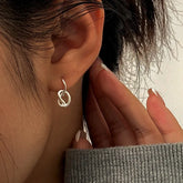 Sterling Silver Hollow Heart-Wrapped Ear Hook Earrings - elegant Heart Ear Hook