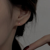 Sterling Silver Hollow Heart Stud Earrings - elegant Hollow Heart Studs