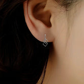 Sterling Silver Hollow Square Threader Earrings - elegant Arrow Heart Necklace