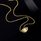 Sterling Silver Ingot Pearl Clavicle Chain Necklaces - beautiful Leaf Stud Earrings