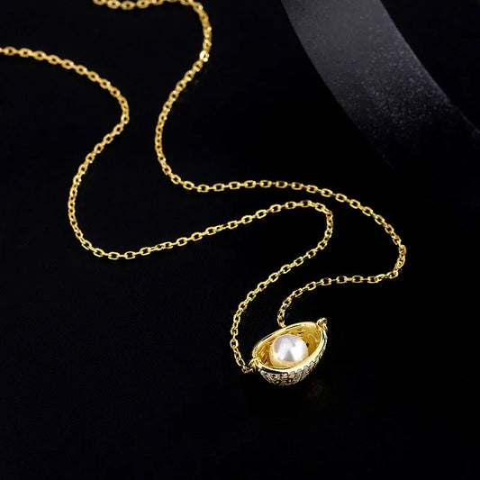 Sterling Silver Ingot Pearl Clavicle Chain Necklaces - beautiful Leaf Stud Earrings