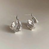 Sterling Silver Irregular Banana Leaf Earrings - elegant Bee Threader Earrings