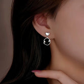 Sterling Silver Irregular Hoop Heart Earrings - elegant Oval Threader Earrings