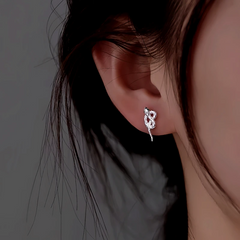 Sterling Silver Knot Snake Stud Earrings - elegant Square Threader Earrings