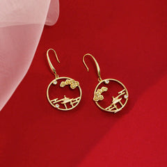 Angled view of the Sterling Silver Landscape Pavilion Ear Hook Earrings