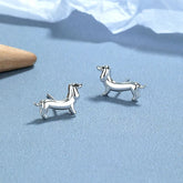Sterling Silver Little Puppy Stud Earrings - elegant Leaf Earrings