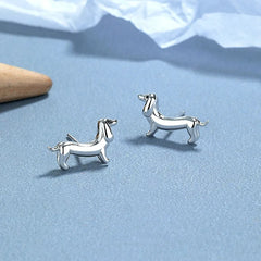 Sterling Silver Little Puppy Stud Earrings - elegant Leaf Earrings