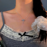 Sterling Silver Love Angel Wing Necklace - beautiful Kitten Threader Earrings