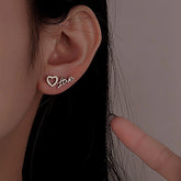 Sterling Silver Love Asymmetrical Stud Earrings - elegant Snake Stud Earrings