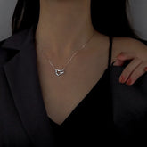 Sterling Silver Love Double Ring Necklace - beautiful Pavilion Ear Hooks