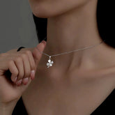 Sterling Silver Lucky Four-Leaf Clover Necklace - beautiful Hoop Necklace