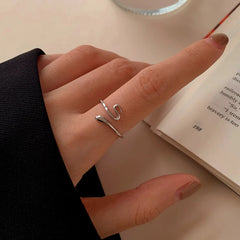 Top-down view of the sparkling Sterling Silver Luxury Adjustable Snake Rings