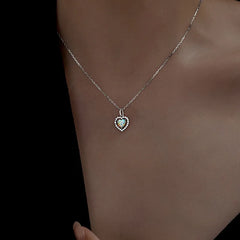 Sterling Silver Luxury Diamond Heart Pendant Necklace - beautiful Letter Threader Earrings