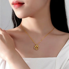 Sterling Silver Luxury Diamond Lucky Wreath Heart Necklace worn to showcase its length and pendant detail