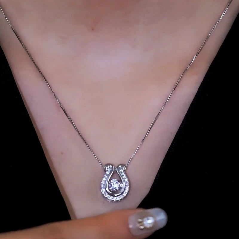 Sterling Silver Luxury Diamond Necklace worn to showcase its length and pendant detail