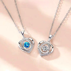 Sterling Silver Luxury Dynamic Heart Necklace - beautiful Diamond Heart Pendant
