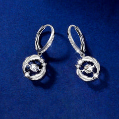 Close-up detail of the sparkling zircons and plating on the Moissanite Dangle Earrings