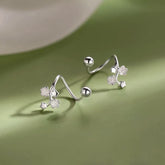 Sterling Silver Luxury Peach Blossom Screw Earrings - elegant Peach Blossom Earrings
