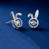 Sterling Silver Luxury Rabbit Moissanite Stud Earrings - elegant Rabbit Stud Earrings