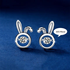 Angled view of the Sterling Silver Luxury Rabbit Moissanite Stud Earrings