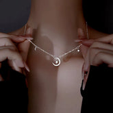 Sterling Silver Luxury Star And Moon Necklace - beautiful Star and Moon Necklace