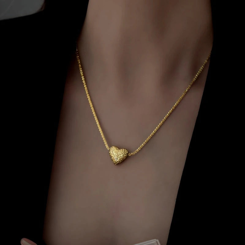 Sterling Silver Luxury Starry Sky Heart Necklace worn to showcase its length and pendant detail