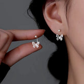 Sterling Silver Luxury Zircon Butterfly Screw Jacket Earrings - elegant Butterfly Ear Jackets