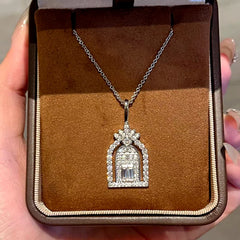 Sterling Silver Luxury Zircon Diamond Door Of Happiness Necklace - beautiful Door of Happiness Necklace