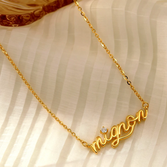 Sterling Silver Luxury Zircon Diamond Mignon Necklace worn to showcase its length and pendant detail